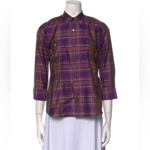 Ralph Lauren Black Label Silk Tartan Shirt Sz 8 Preppy